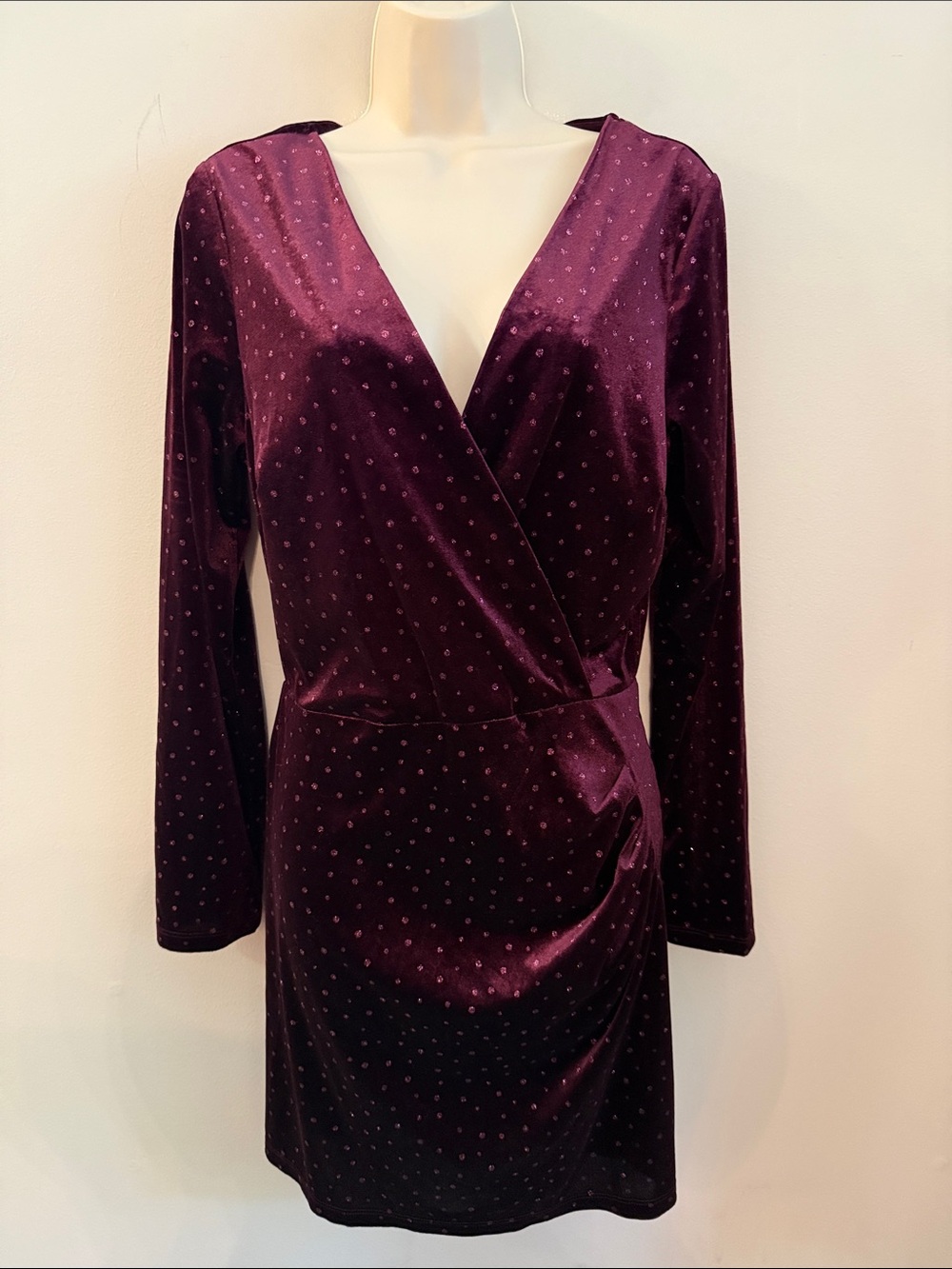 Speechless Burgundy Velvet Long Sleeve Wrap Dress Holiday Elegance Medium